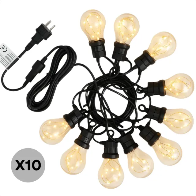 Lomera Feestverlichting Voor De Tuin - Warm Wit Licht - Snoerverlichting - Micro Led Lampen - Ip44 Adapter - Geschikt Voor Binnen En Buiten - Tuinverlichting - Energiezuinig - Sfeerverlichting - Buitenverlichting