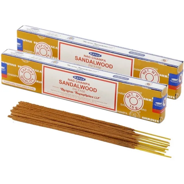 Satya Nag Champa wierrook stokjes Sandelhout geur - 30x - Lichaam in balans - Meditatie - staafjes van 22 cm - 30 minuten Multi