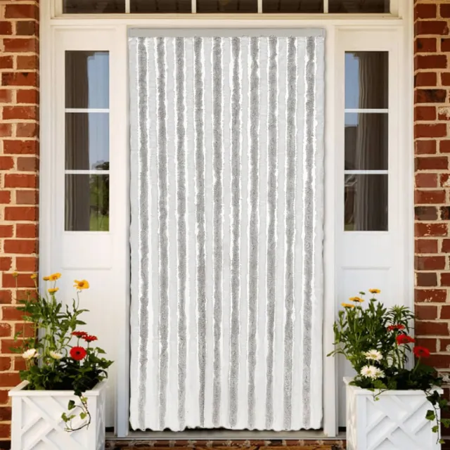 vidaXL Vliegengordijn 90x200 cm chenille lichtgrijs en wit