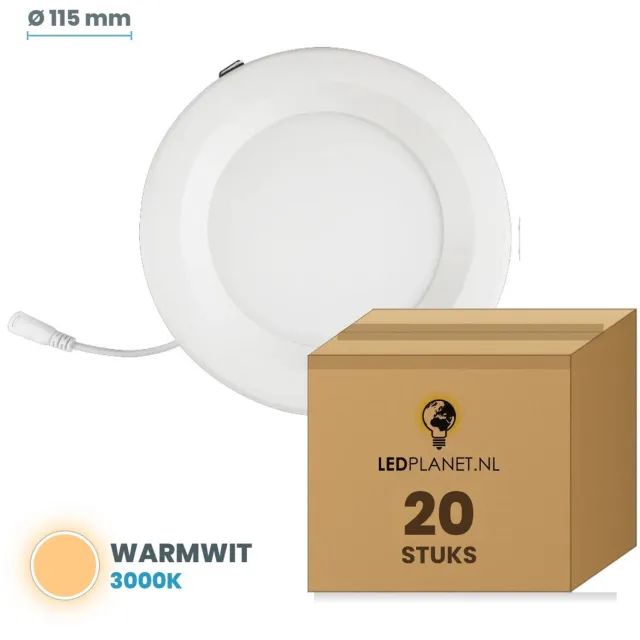 Tsong LED Downlight 9W - Warmwit 3000K - 810 lm - Ø115mm - Zaagmaat Ø95mm - 120° - IP20 - CRI80 - 20 stuks - 230V