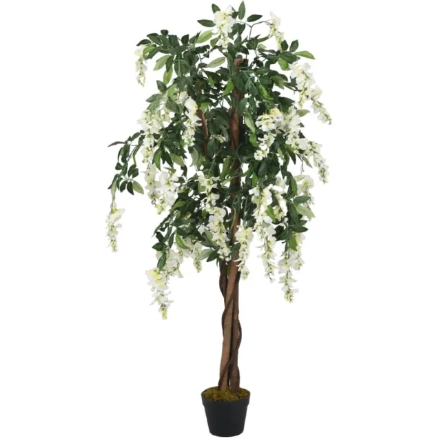 vidaXL Kunstplant wisteria 1260 bladeren 180 cm groen en wit