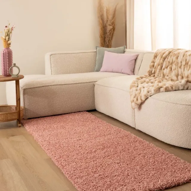 Tapeso Hoogpolige loper - Shaggy Trend roze 80x300