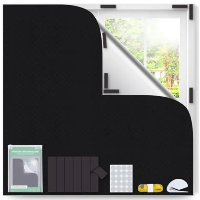 Nazik Living Magneet Verduisteringsgordijn 100% Blackout Rolgordijn voor Slaapkamer Reizen RV 145x100 cm Zwart