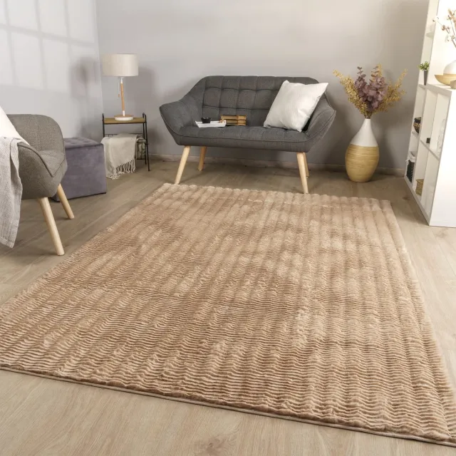 TT Home Woonkamertapijt langpolig woonkamertapijt ruitvormig zacht 3D-ontwerp 120 x 160 cm Rechthoek 120 x 160 cm Rechthoek beige