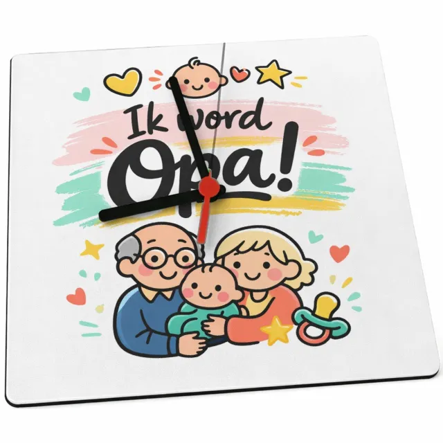 Mr Cadeautjes Klok 19 x 19 - design Een liefdevolle familiebekendmaking met dezelfde zachte past | cadeau Wit