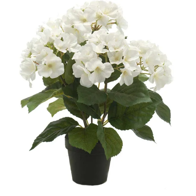 Emerald Kunstplant in pot Hortensia wit 40cm - Kunstplant voor binnen