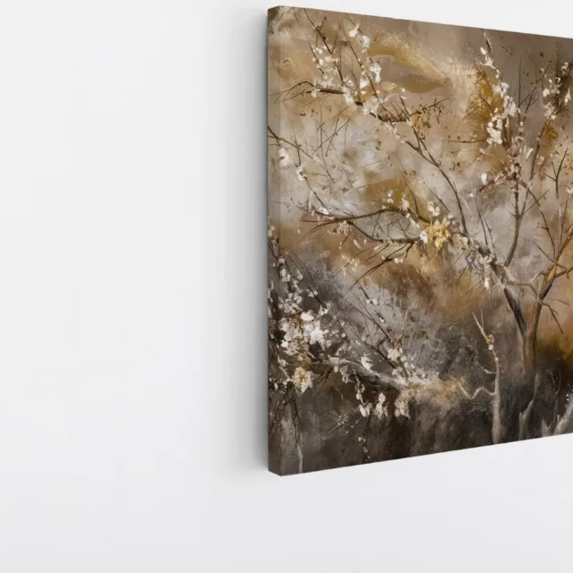 Saammp Canvas Schilderij - Vintage Boom - Bloemen - abstract - 30x30 - Foto op canvas - Wanddecoratie - Muurdecoratie Woonkamer - Kantoor Decoratie Multicolor