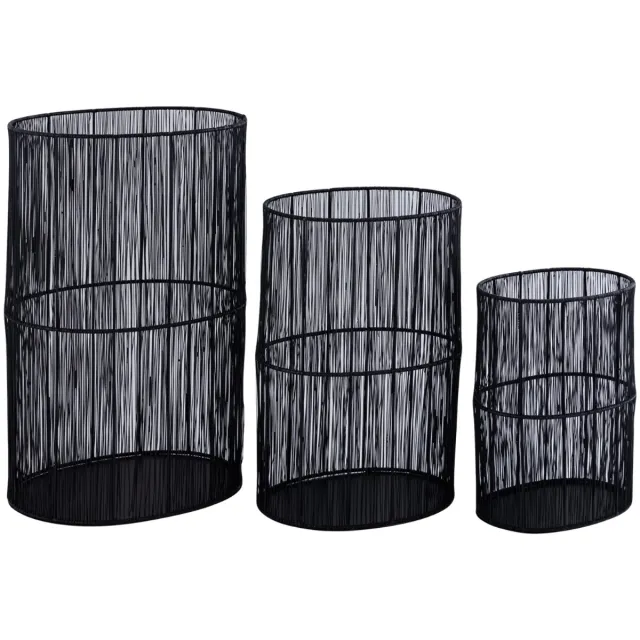 PTMD Javi Windlicht - 31x23x51 cm - Ijzer - Zwart