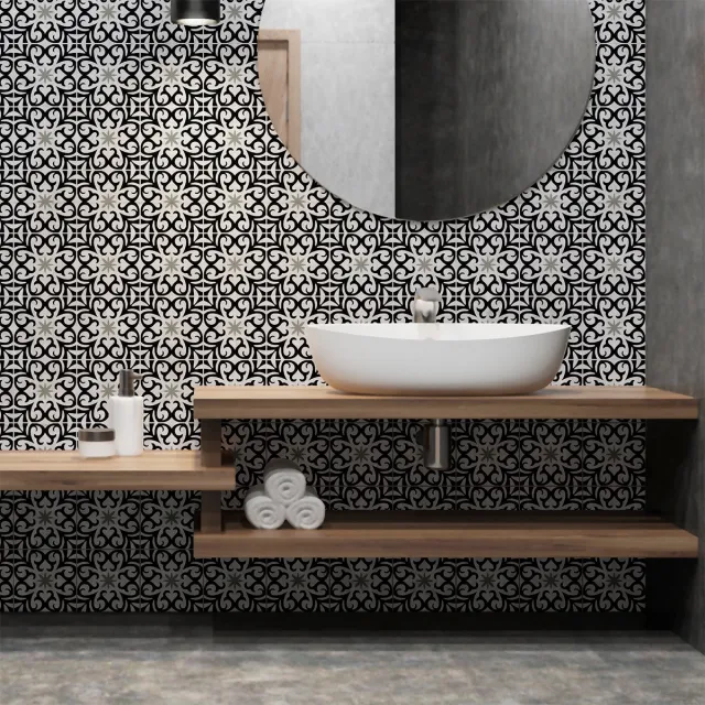 Ambiance Sticker Zelfklevende tegelmuurstickers voor keuken en badkamer - 60 cementtegelstickers (Azulejos Antero) - 60 stickers 10x10cm Multi color