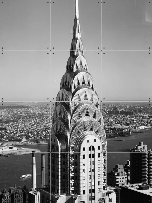 IXXI Chrysler, Teun Voeten - 60 x 80 cm - Grote wanddecoratie en posters - Fotografie, Vintage, Art Deco, Woonkamer, Gang, Architectuur, Skyline Zwart / Monochroom / Zwart en wit
