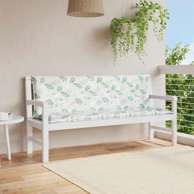 vidaXL Tuinbankkussens 2 st bladpatroon 150x50x7 cm stof groen