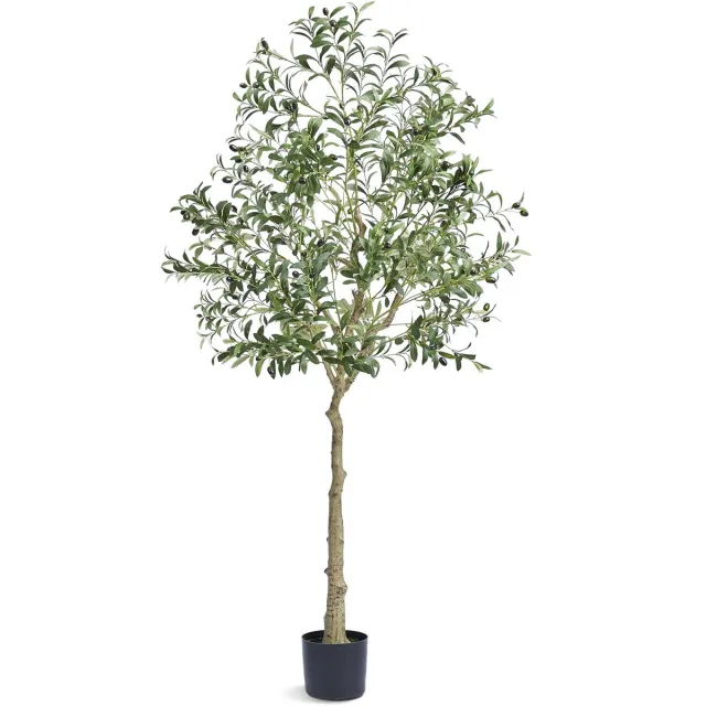 Famanu Kunstboom olijfboom 179 cm met pot, kunstplant van PE, groen, decoratie voor thuis, kantoor, hotel en winkelcentra, geschikt voor binnen en buiten