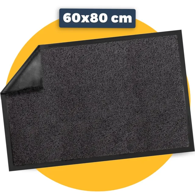 Pasper Deurmat binnen droogloopmat - 60 x 80 cm - Antraciet - 100% recycled - Gemaakt in België - Wasbaar - deurmatten Grijs - met boord