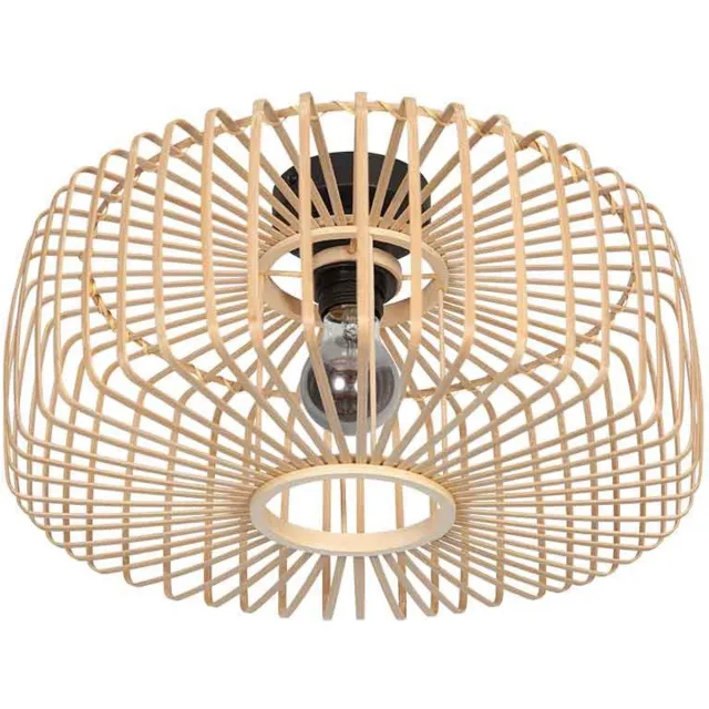Steinhauer Plafonnieres Breeza-Beache 4146ZW natuur kleur met bamboe kap Ø40cm en metalen basis - Steinhauer trendy verlichting voor binnen Beige