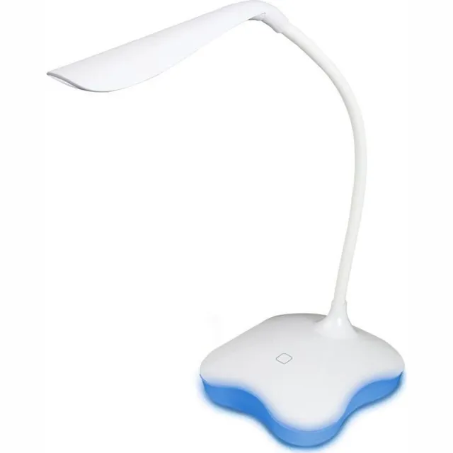 Qualu LED Bureaulamp - Estoya Mimo - 3W - Helder/Koud Wit 5500K - Touch Schakelaar - Dimbaar - Flexibele Arm - USB Opladen - Mat Wit - Kunststof