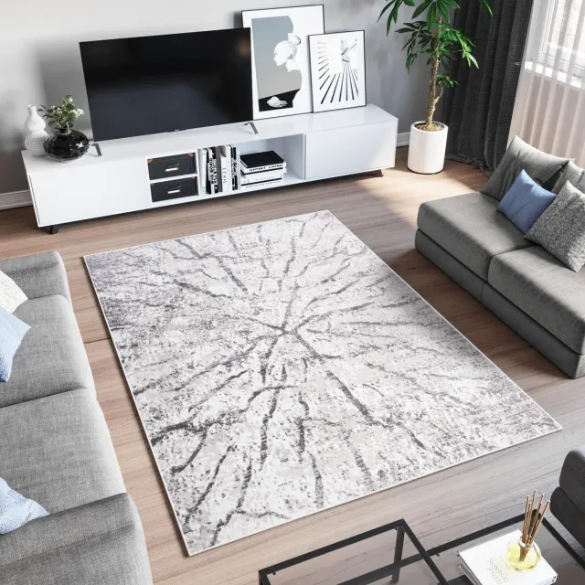Tapiso Sky Vloerkleed Grijs Modern Woonkamer Abstract Tapijt Maat - 120x170 Donkergrijs