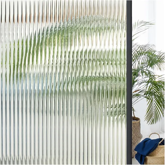 Famanu Ondoorzichtige raamfolie, zelfklevend, zichtwerende folie met rietglas-effect, statisch hechtend, anti-UV, decoratieve folie voor thuis en kantoor, 44,5 x 300 cm Neutraal