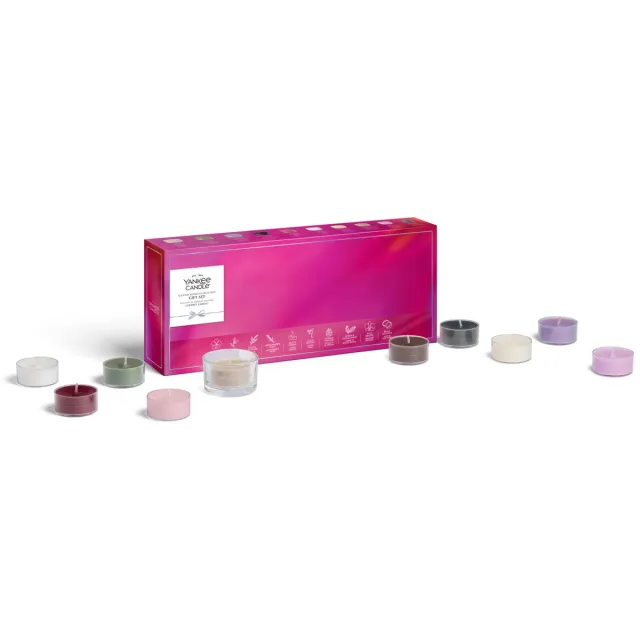 Yankee Candle 10 Tealight & Holder Gift Set - Cadeauset - Inclusief Glazen Houder Paars