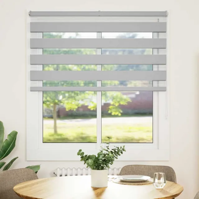 vidaXL Zebra rolgordijn 130x100 cm stofbreedte 125,9 cm lichtgrijs