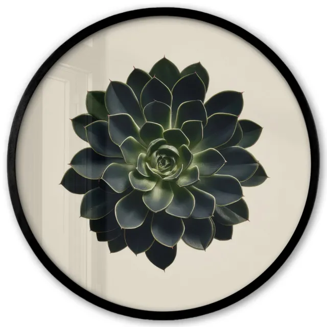 FrameYourWall Poster in lijst Rond - Fotolijst 40x40 cm - Posters - Rozet - Cirkelvormig - Donkergroen - Ronde posterlijst zwart - Decoratie - Wanddecoratie woonkamer - Muurdecoratie slaapkamer