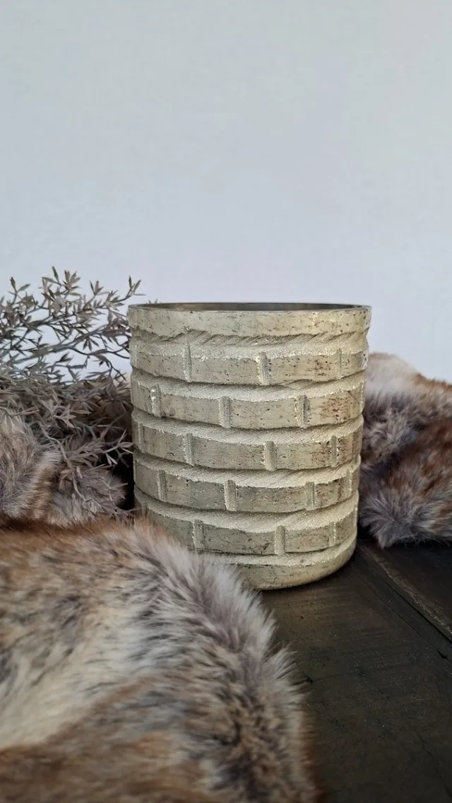Mix en Match Living & Fashion Mix en Match - Windlichten - Set van 2 stuks - Large - Cilinder - Glas - Creme - Gold - 17x16cm Goud