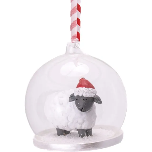 Sass & Belle Schaap dome kerstbal - Sass & Belle wit