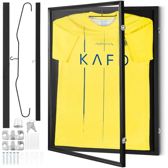 NextNovaDeals Voetbalshirt Frame - Jersey Display - Zwart - Lijst Voor Voetbalshirt - 81,2 X 61 X 4 Cm - Wandmontage - Stofvrij