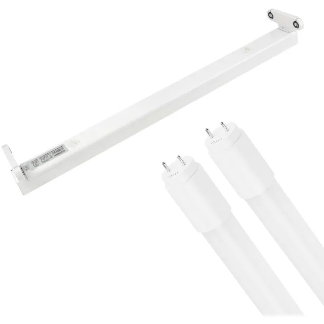 Qualu LED TL Armatuur met T8 Buis - Igia Dybolo - 60cm Dubbel - 18W - Helder/Koud Wit 6500K - IP20