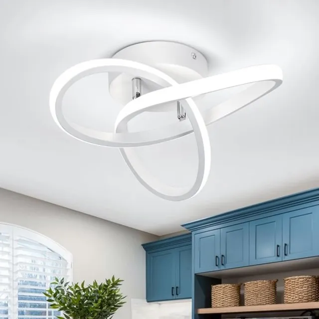 Zyronn Moderne LED Plafondlamp - 22W 2500LM 6000K Diameter 25 Cm Gebogen Design - Half Inbouw Plafondverlichting voor Slaapkamer & Badkamer - Energiezuinige Keukenlamp Wit wit licht