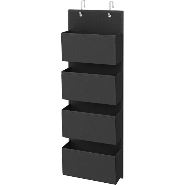 Songmics Hangrek - Hangorganizer met 4 Vakken - Hangend Rek voor Kast of Deur - Voor Slaapkamer en Woonkamer Zwart