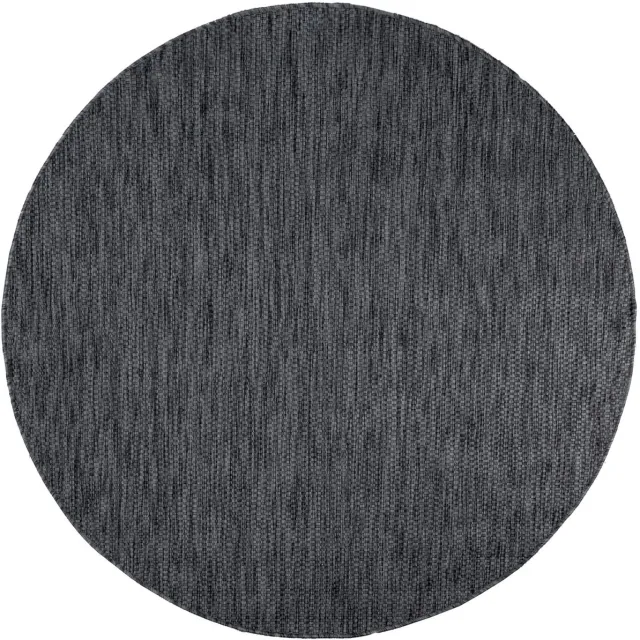 flycarpets Veniro Effen Binnen en Buitenkleed Antraciet - Laagpolig Vloerkleed Buiten - Tuinkleed / Tuintapijt