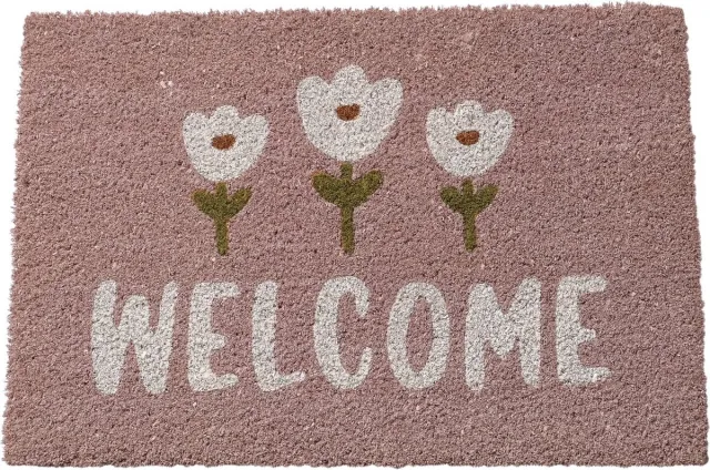 Boltze deurmat Gardenlove Welcome roze en wit 60 x 40 cm Naturel