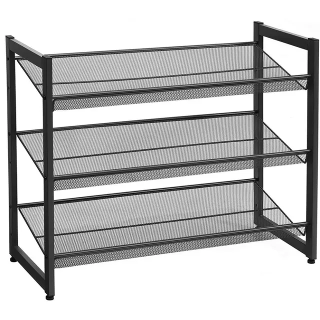 GOTAGEE Schoenenrek Opbergrek met 3 open lagen, kan verticaal of schuin worden geplaatst, stevig en duurzaam metalen frame, 74 x 30.7 x 62.8 cm, zwart