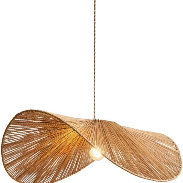 Mrilary 1 Stuk, Boheemse Rotan Kroonluchter, Moderne Stijl Kroonluchter, Geschikt Voor Boerderij Slaapkamer, Woonkamer En Eetkamer (Diameter 40cm, E27 Lamphouder Warm Licht, Linnen Natuurlijke Kleur) bruin