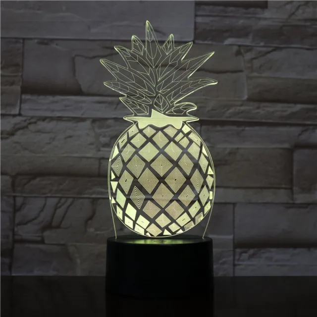 MC Living 3D Led Lamp Met Gravering - RGB 7 Kleuren - Ananas