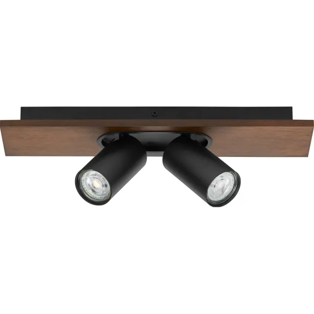 LEDVANCE DECOR SPOT MERCURY, 2 x 3,4W, 460lm, hout-look, zwart, spot, verstelbare koppen, veelzijdig gebruik, interieurspot, vervangbare ledlampen, warm witte lichtkleur, GU10