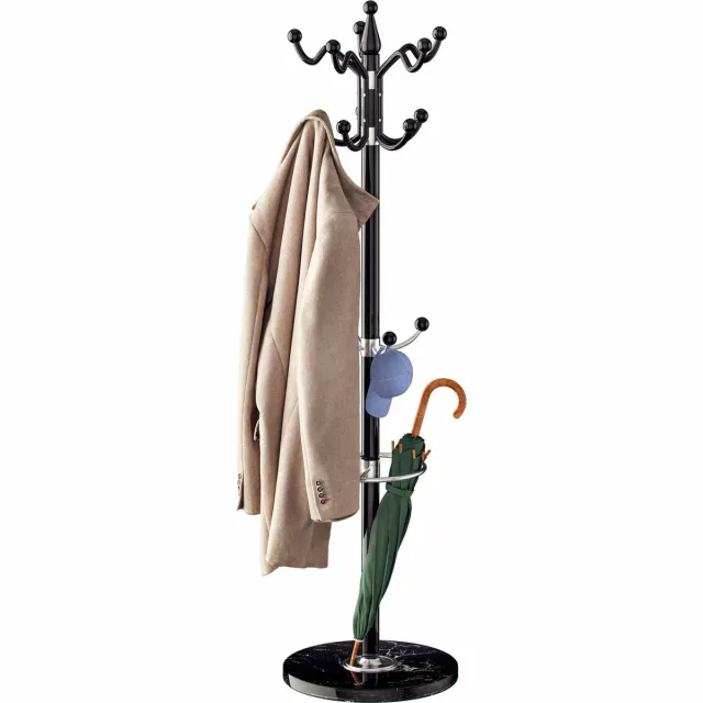 Casaria Kapstok - Staand 14 haken Draaibaar 37x37x175cm - Zwart