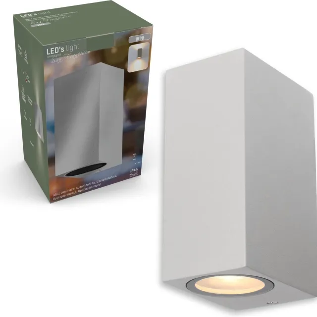 LED's light by Shada LED's Light LED Buitenlamp dubbel - San Francisco Wandspot buiten - IP54 - Grijs