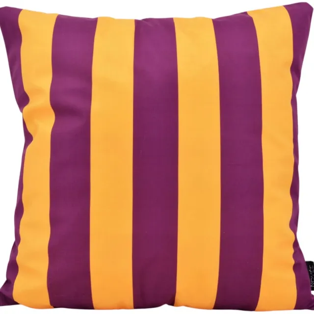 NOVÉE Streep Aubergine/Okergeel Kussenhoes | 45x45 cm | Katoen/Polyester paars