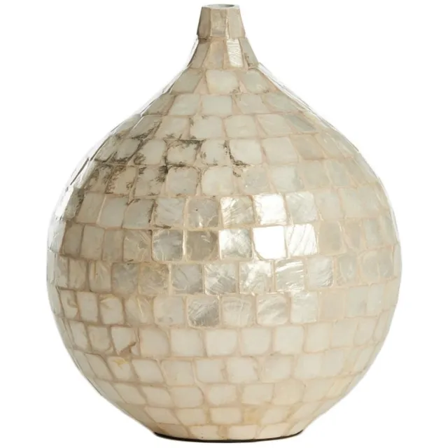Light & Living Vaas Elorza - Crème - Ø22cm - Hout - Modern - Bloemenvaas - Woondecoratie - Decoratieve vaas voor woonkamer of slaapkamer Wit