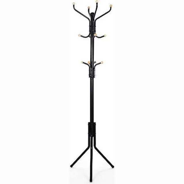 MAZAZU MIRA Home - Kapstok staand - Staande kapstok met 12 haken - Industrieel - Metaal - Zwart - 44x182 cm