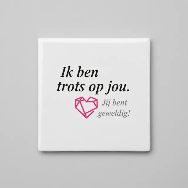 Nevolis Inspirerende Liefde Quote Keramische Tegel – “Ik Ben Trots Op Jou” – Motiverende Woondecoratie Cadeau – 15 × 15 cm Multi Color