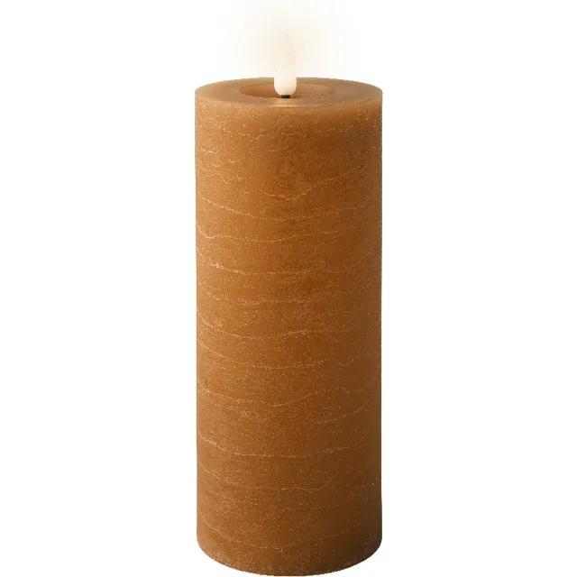 Lumineo LED kaars wax bruin voor binnen - 7 x 19 cm
