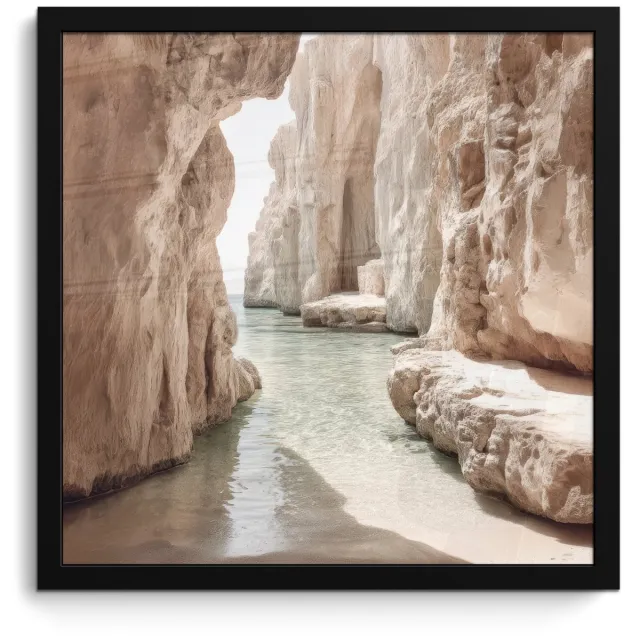FrameYourWall Poster in lijst - Fotolijst 40x40 cm - Posters - Rotsen - Zee - Zand - Kloof - Posterlijst zwart - Decoratie - Wanddecoratie woonkamer - Muurdecoratie slaapkamer