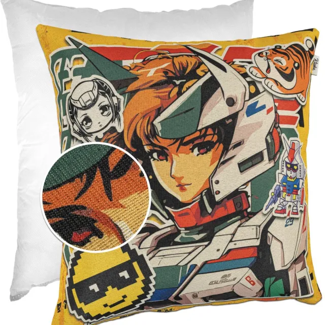 ANRO Manga Robot Sierkussen 40x40 cm - Gobelin - Inclusief vulling Multicolor