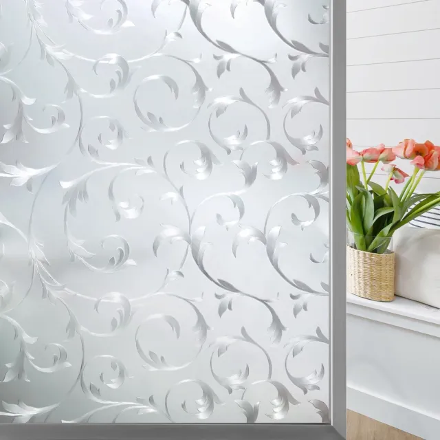 Duraxl Raamfolie - 3D-bloemmotief - Ondoorzichtig - 60 x 200 cm Wit