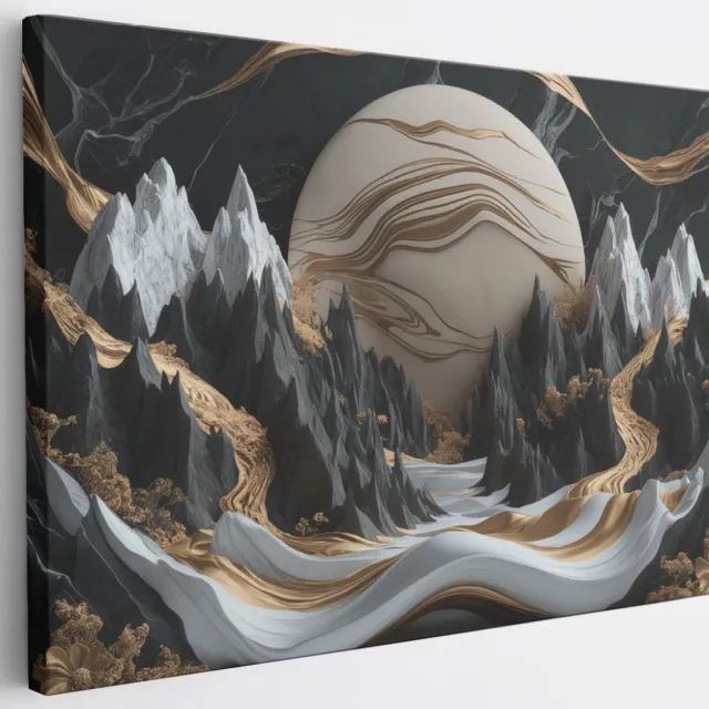 Saammp Canvas Schilderij - Grof landschap - Abstract - 70x50 - Foto op canvas - Wanddecoratie - Muurdecoratie Woonkamer - Slaapkamer decoratie - Canvas Print Multicolor