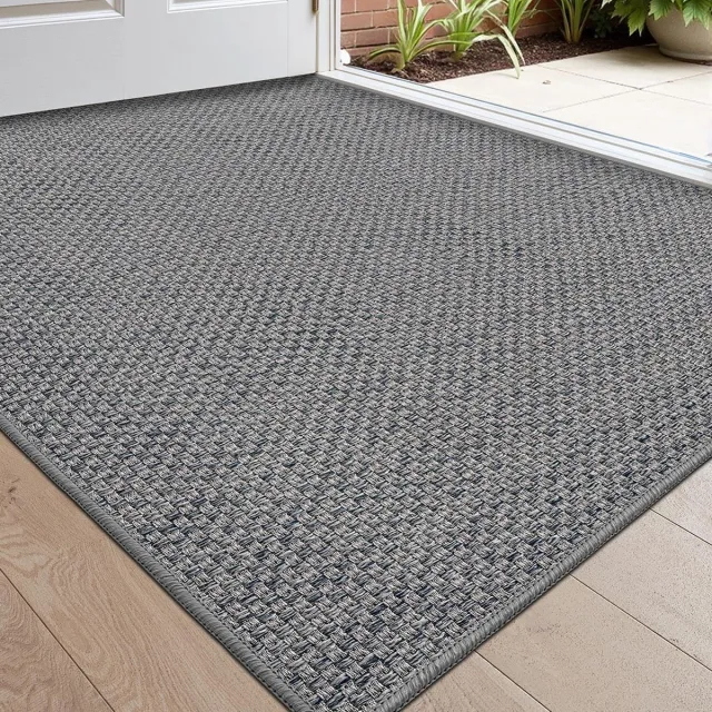 Famanu Vuilvanger deurmat, 44 x 76 cm, wasbaar en antislip, voor voordeur en achterdeur, grijs Antraciet
