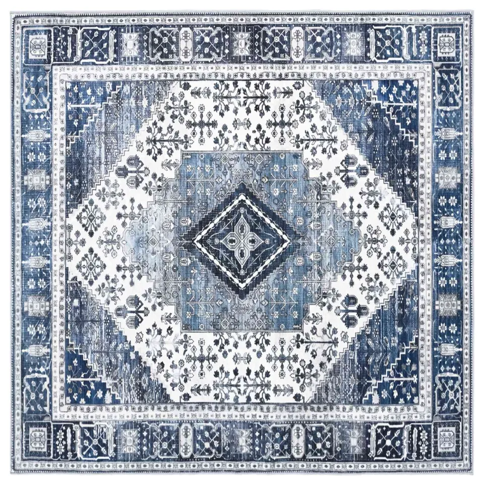 vidaXL Vloerkleed ORIZ Donkerblauw 160 x 160 cm 100% polyester Marineblauw