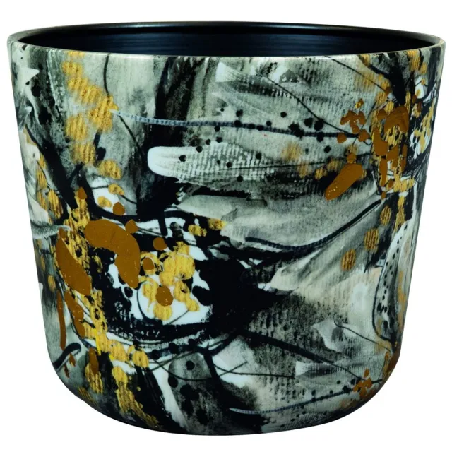 TS Collection Vaas consich Designed by Lammie - Marigold Ash - 23x20 - Metaal & Epoxy - Exclusieve woonitems voor binnen - Handgemaakt - Unieke print - Designed by Lammie